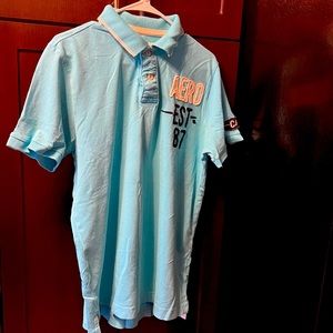 Large blue shirt with blue and white accents, Aeropostale